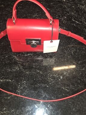 Ted Baker Red Leather Top-Handle Crossbody Bag